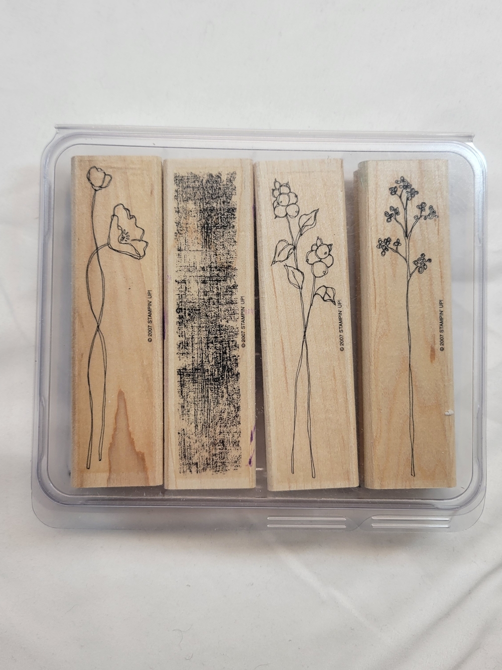 Stampin' Up! Oh So Lovely 2007 Wood Mounted Rubber Stamp Set of 4 Floral